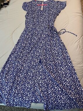 Navy Floral Print Maxi Dress